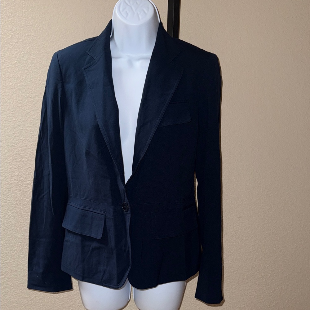NWT DKNY Indigo Navy Blue Blazer with Single Button Detail Women’s Size 2